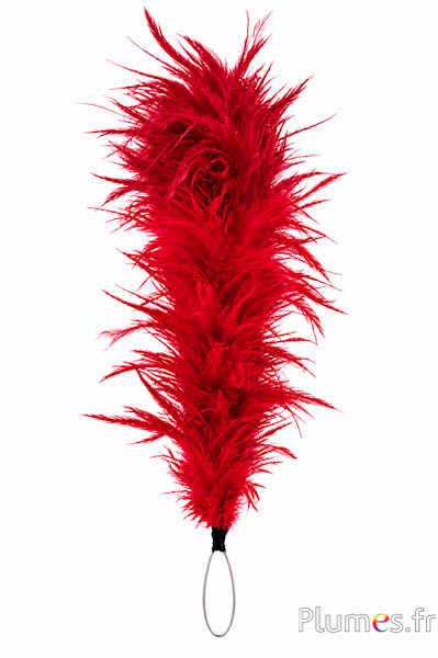 Pluim haan met ring - hoogte 40 cm - rood-karmijn